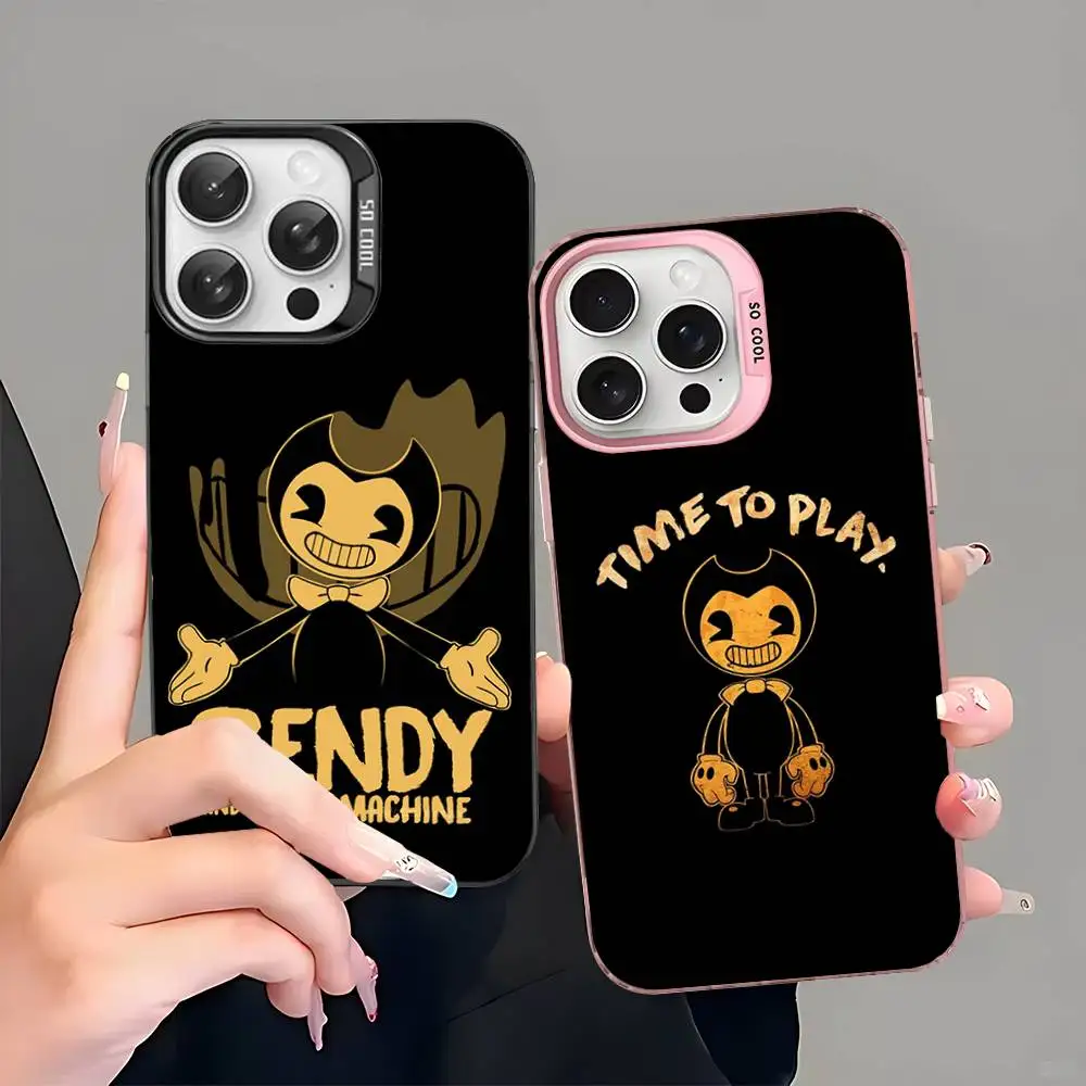 Фото Классический чехол для телефона B-Bendy And The I-Ink M-Machine для iPhone 17 16 15 14 11 12 13 Pro Max Plus Pro, цветной, серебристый №3