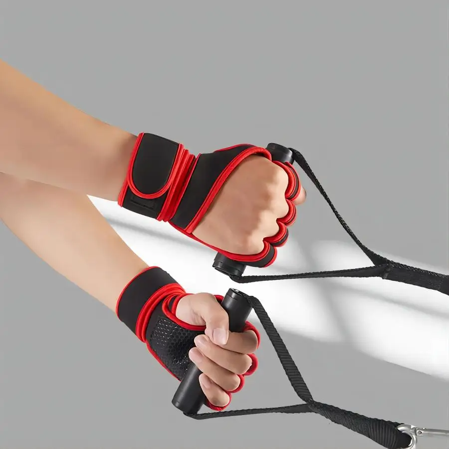 Перчатки для тяжелой атлетики со встроенными нарукавниками полной защитой