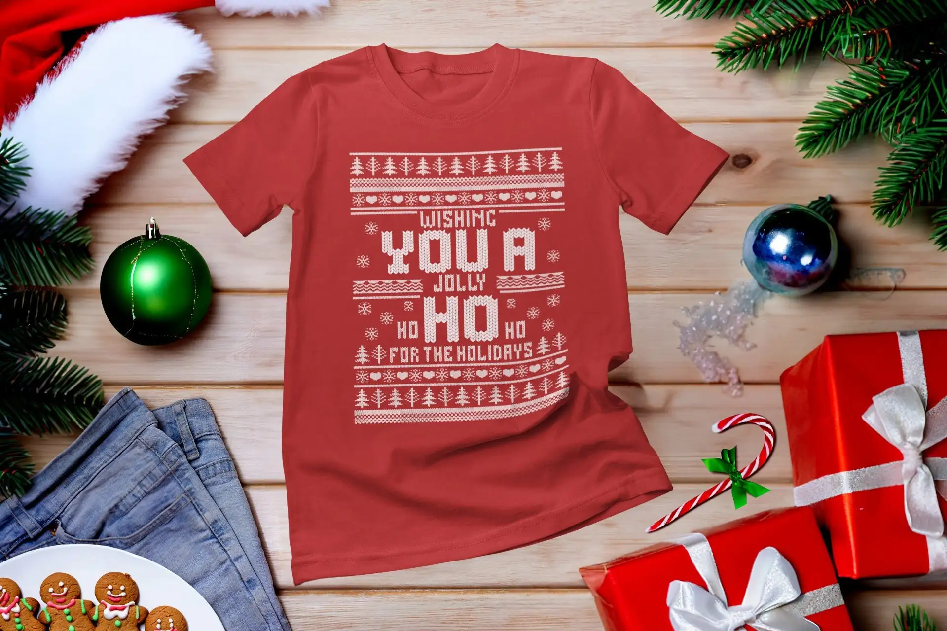 Футболка You a HO с пожеланиями на праздники уродливый рождественский свитер