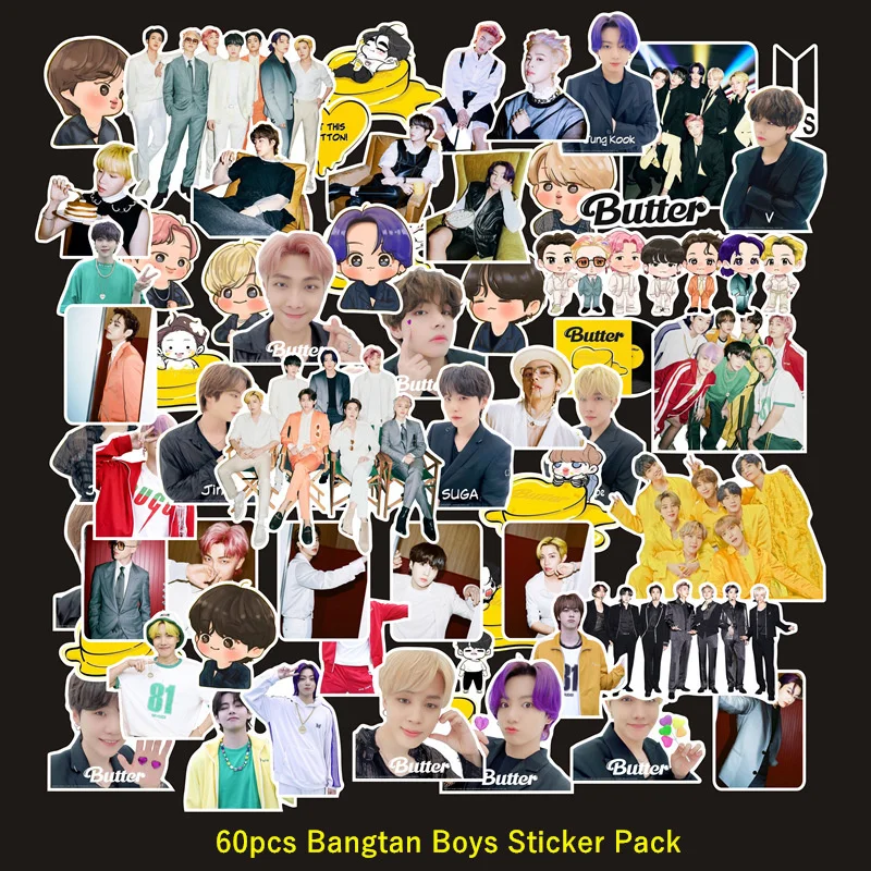 

60 Pcs Korean Kpop Star Bangtan Boys Waterproof Graffiti Stickers for Luggage Laptop Fridge Car DIY Idols Decals Fans Toys