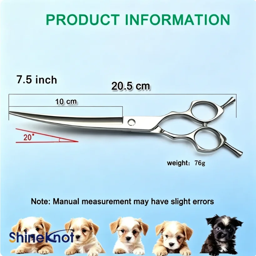 Фото Машинка для стрижки животных SHINEKNOT, 7,5 дюймов, из нержавеющей стали, для собак, дуговая, круглая №1