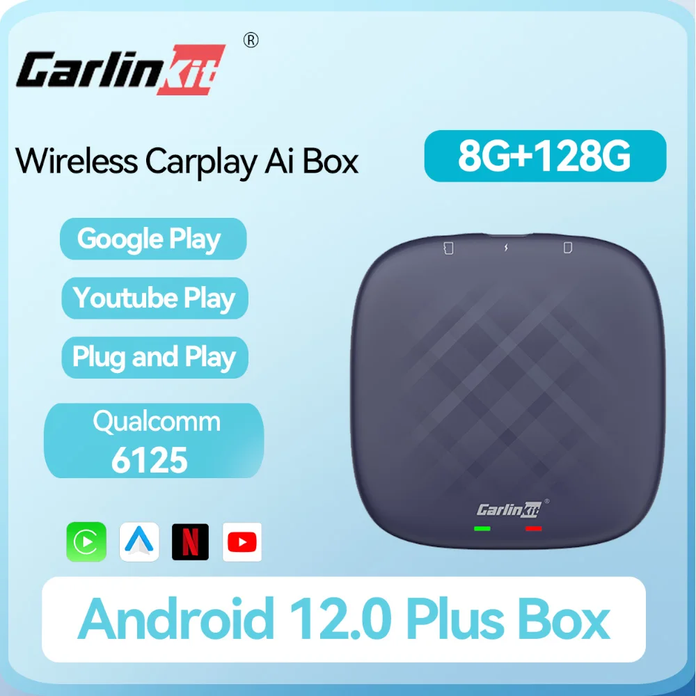 CarlinKit CarPlay Ai Box QCM6125 Android 12 мини беспроводной CarPlay Android Авто воспроизведение автомобиля потоковая коробка для IPTV Netflix 64G 128G