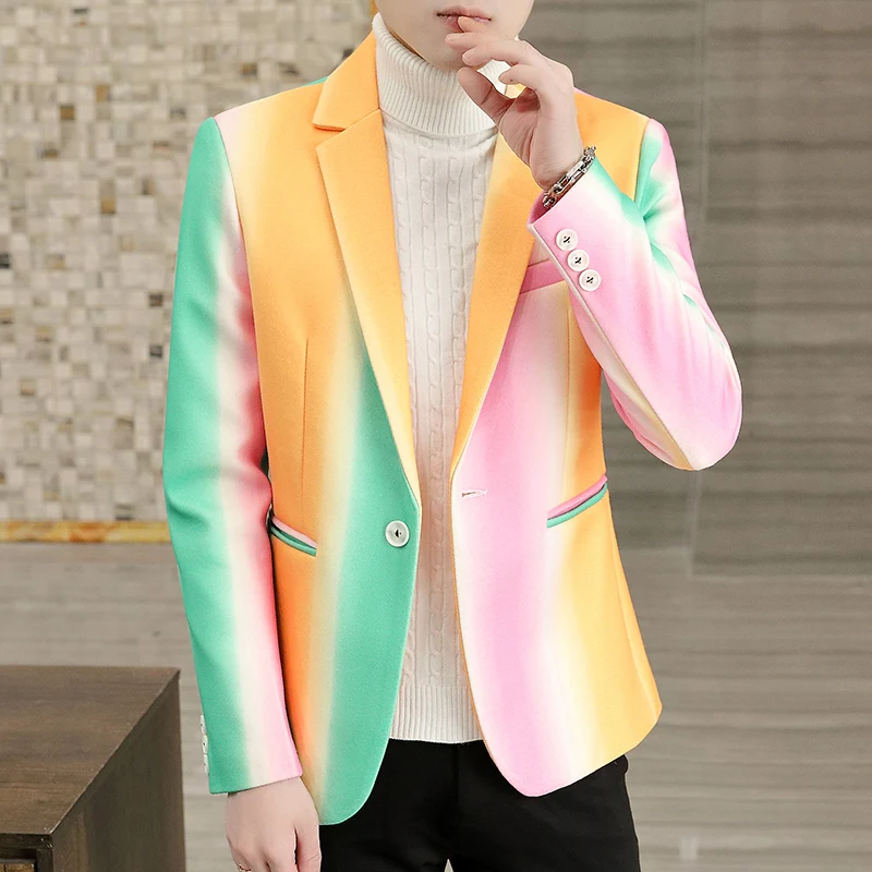 

2023New fashion business leisure autumn and winter high-end handsome trend pure quality color teenagers woolen suit jacket