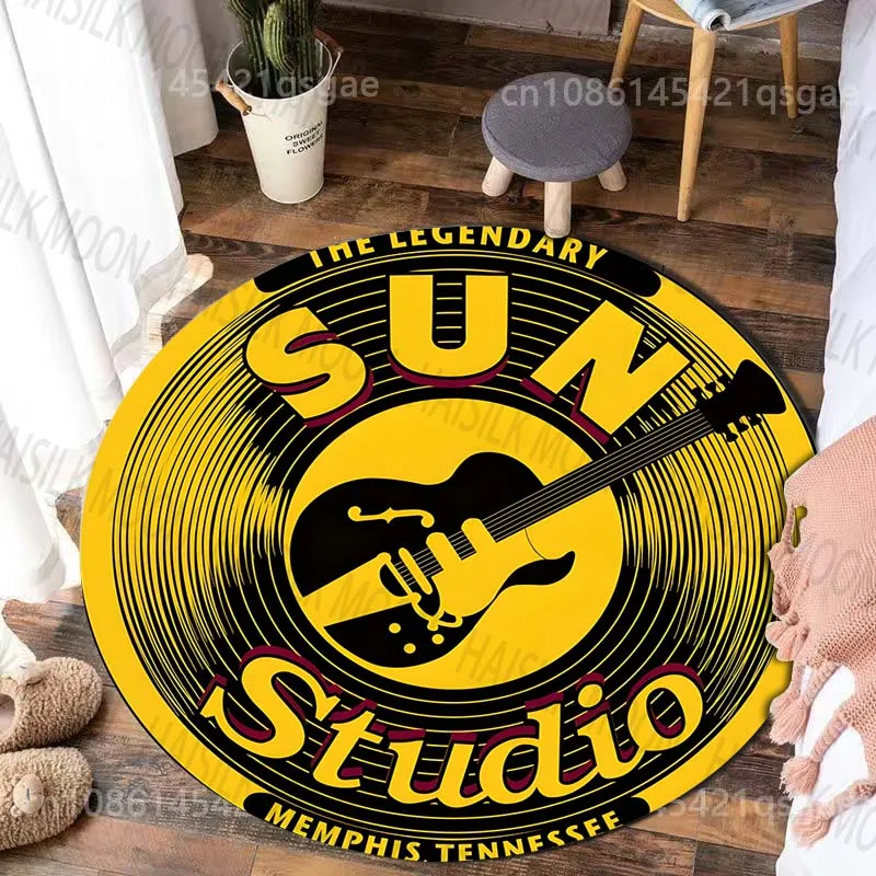 Фото Круглый ковер с логотипом Legendary Music Studio, для гостиной, под диван или стол, большой коврик для домашних животных, мягкий круглый ковер, декор для дома. №3