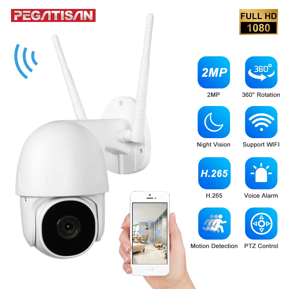 

1080P PTZ Wifi IP Camera Outdoor 4X Digital Zoom AI Human Detect Tracking Wireless Camera H.265 Audio 2MP Security CCTV Camera