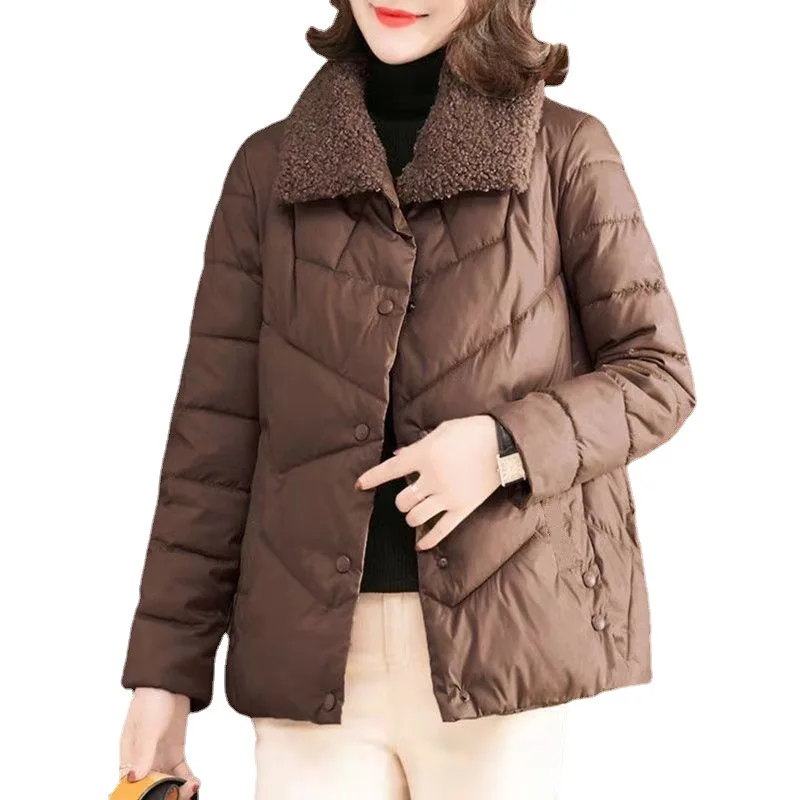 Cotton coat, parka's  fashionable lamb wool, middle-aged cotton coat, women's short coat, loose cotton jacket, 2022 winter