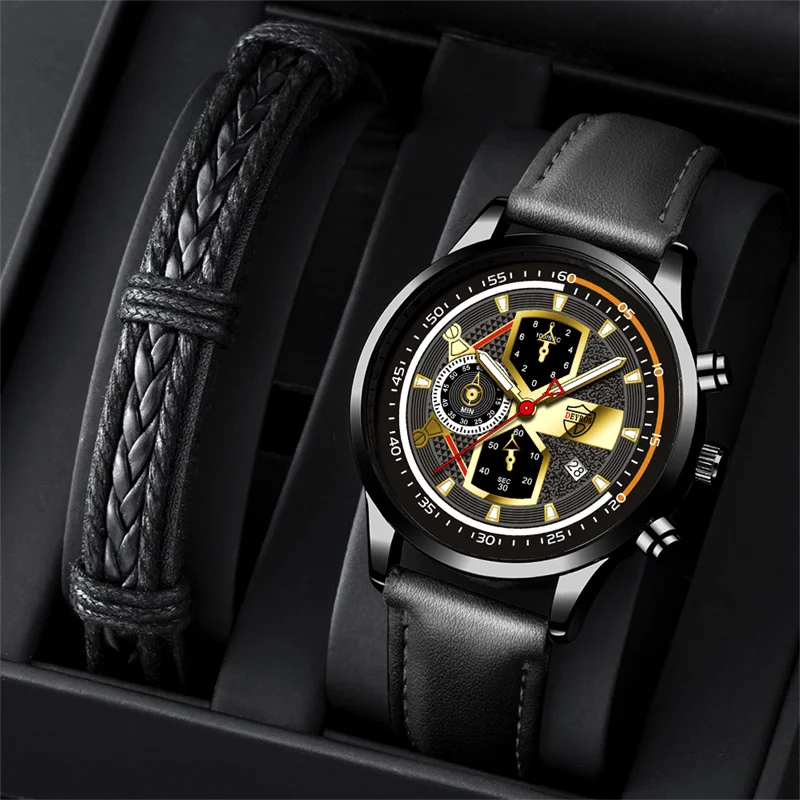 

reloj hombre 2022 Mens Watches Leather Calendar Quartz Fashion Men Wrist Watch Bracelet Male Luxury Business Luminous Clock