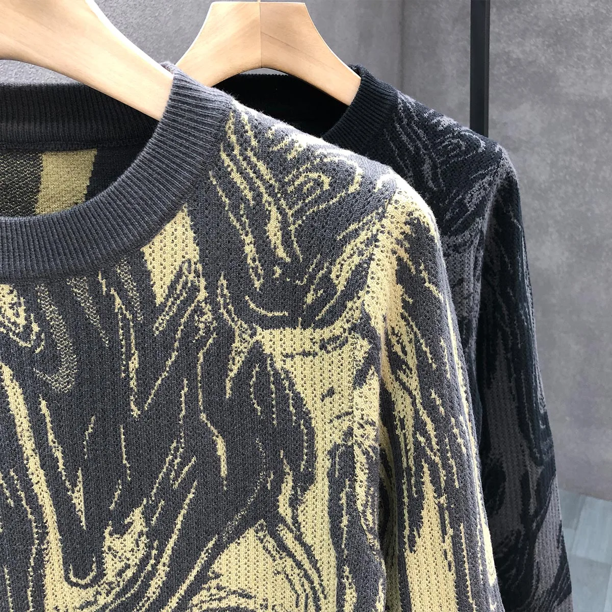 2025 вязаный свитер мужские корейские модные пуловеры осенний мужской трикотаж с