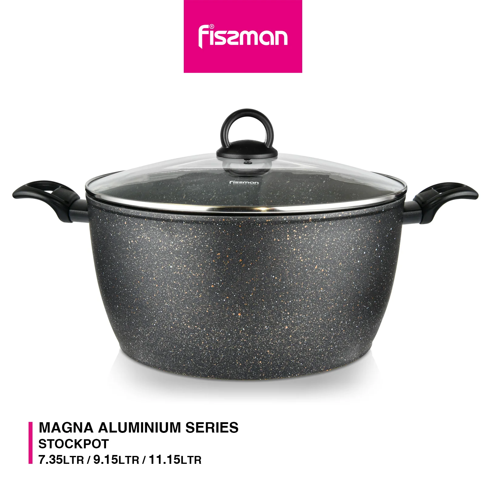 

FISSMAN Soup Cooking Pot with Durable Non-Stick Stockpot Glass Lid Kitchen Large Capacity Deep Cookware MAGNA Series