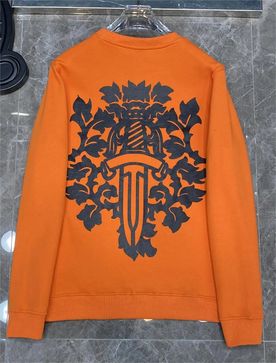 

Orange Vine Flower Sword Crewneck Sweatshirt High Quality White Panels Long Sleeve T-shirt Top