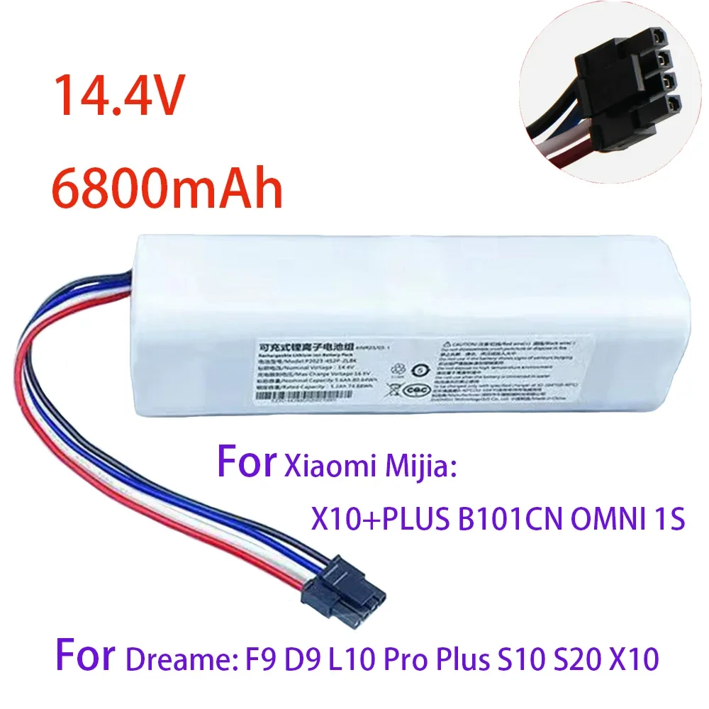 Фото 14,4 В, 6800 мАч, аккумулятор X10 + PLUS B101CN OMNI 1S для Xiaomi Mijia и Dreame F9 D9 L10 Pro Plus S10 S20 X10, робот для подметания и мытья полов №1