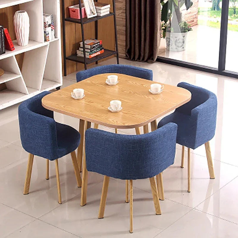 Стол для еды круглый обеденный стол 4 стула складной современный деревянный