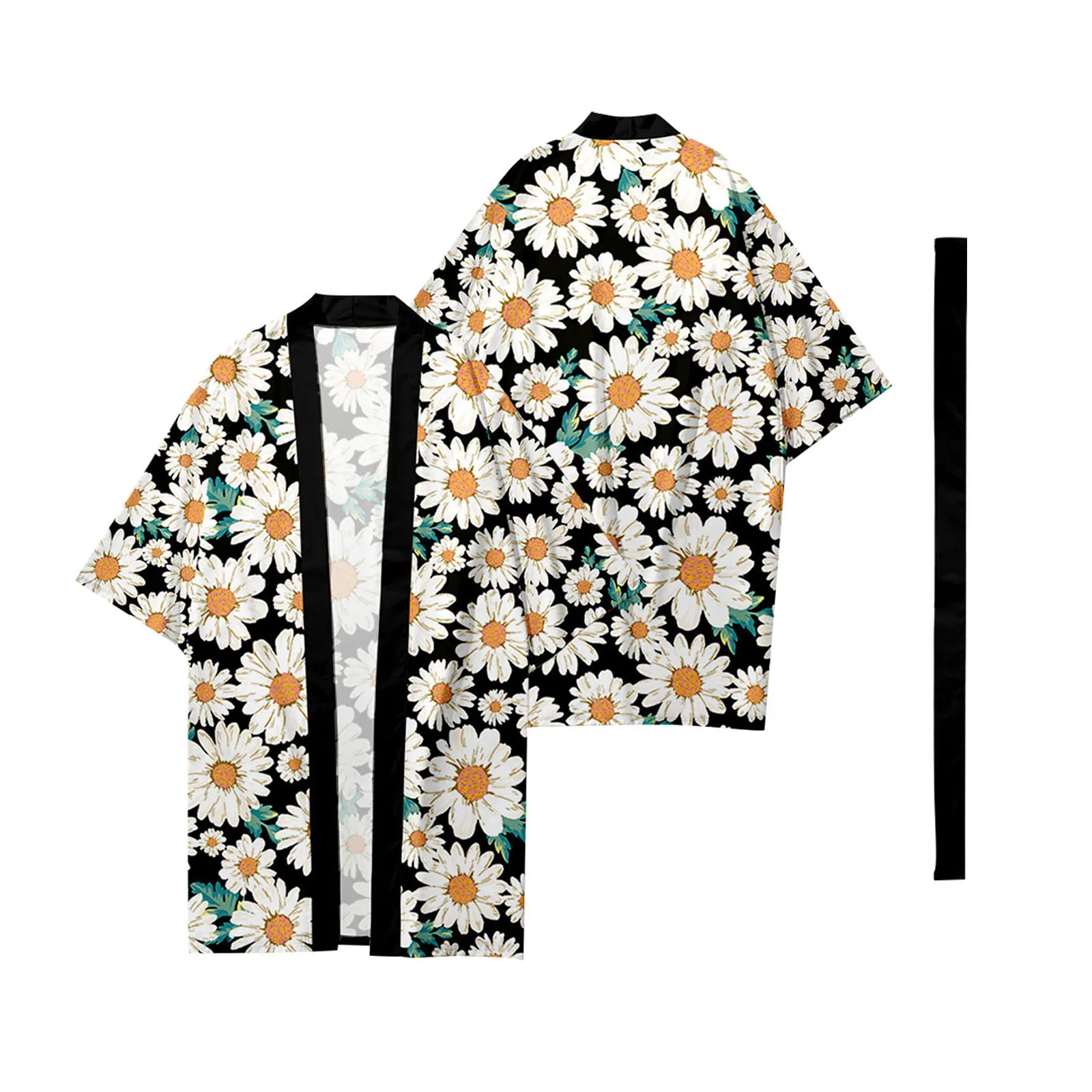 

Cable Knit Sweaters Men Mens Urban Leisure Relaxed Extended Daisy Digital Printing Kimono Cassock Cardigan Men's Zip up Cardigan