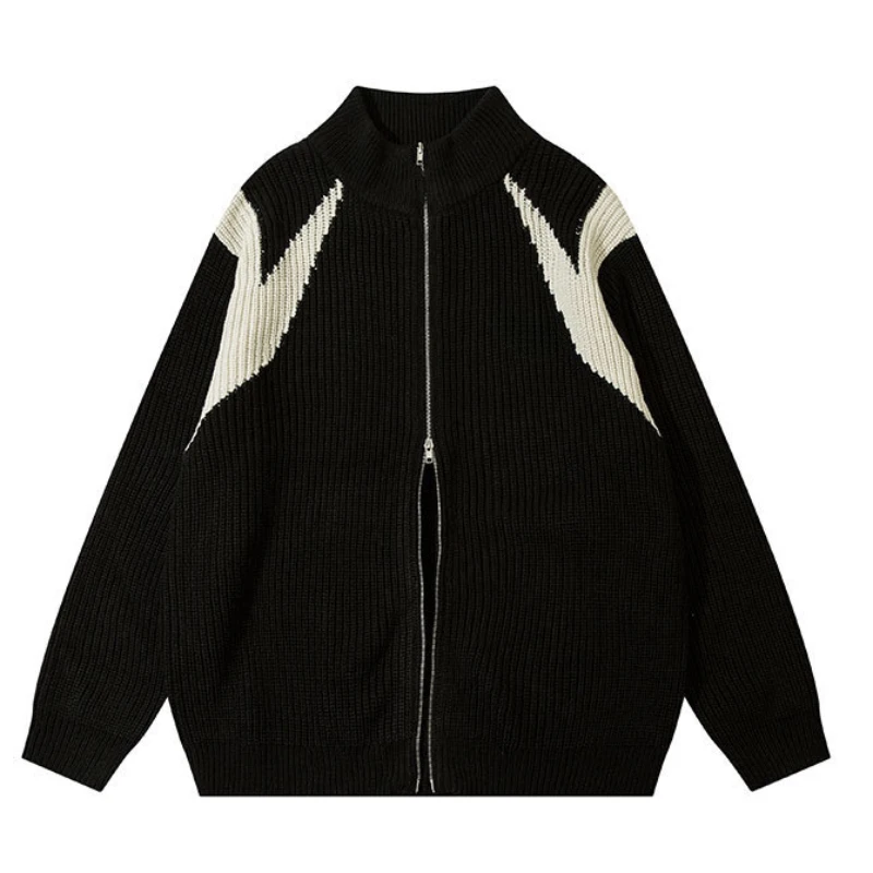 Мужской трикотажный кардиган на молнии в американском стиле