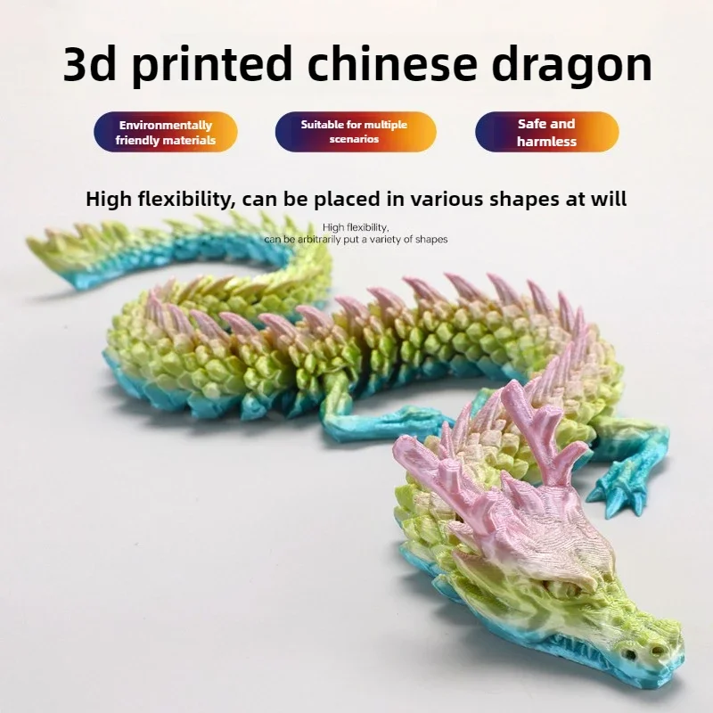 3D печатный светящийся дракон вращающийся шарнирный китайский длинный