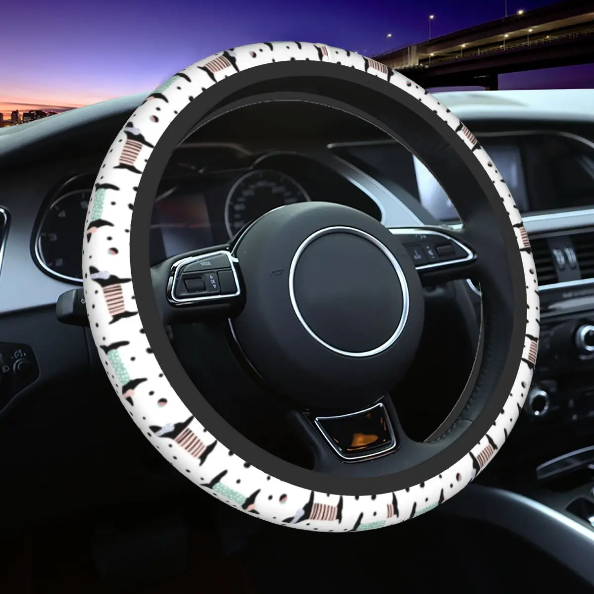 

38cm Dachshund Dog Lovers Steering Wheel Cover Badger Sausage Auto Car Steering Wheel Protector for SUV Car Accessories