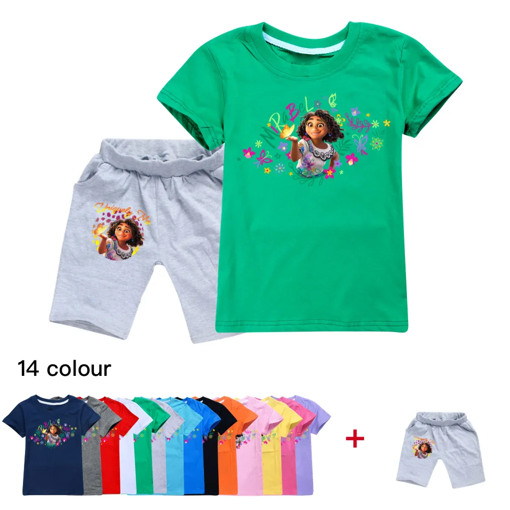 

2022 New Disney Encanto Toddler Girls Summer Clothes Boys T-Shirt Shorts Suit Teen Sports Boys Clothes 2-16 Two Pieces