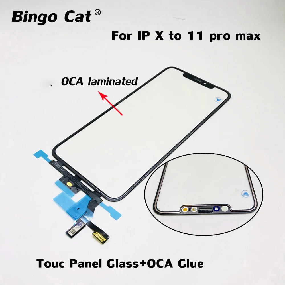 10pc OEM Touch Screen Digitizer Sensor With OCA Hollow Glue For iPhone X XS XR 11 12 pro max Touch Panel Sensor Outer Glass Part
