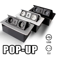 desktop socket eu plug 23 hidden table panel with usb charging slow pop up cover for meeting room office electrical outlets