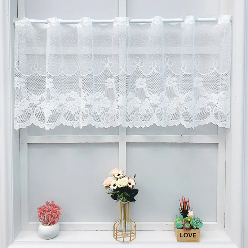 

European Style Window Curtains Lace Jacquard Short Curtain Kitchen Cafe Cabinet Decorative Valance Bedroom Home Decor Drapes