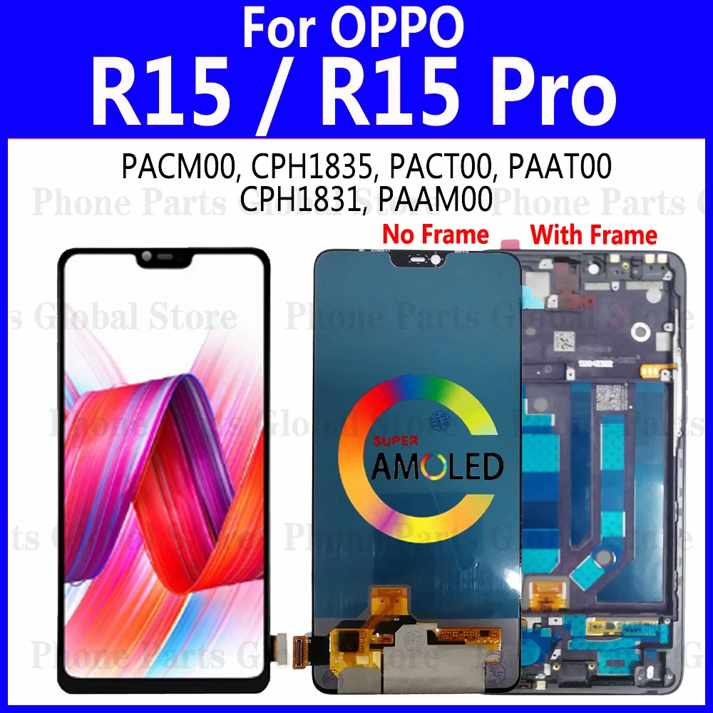 ЖК-дисплей с рамкой для OPPO R15 CPH1835 дисплей R15 Pro CPH1831 PAAM00 сенсорный датчик дигитайзер в сборе R15pro ЖК-дисплей на замену