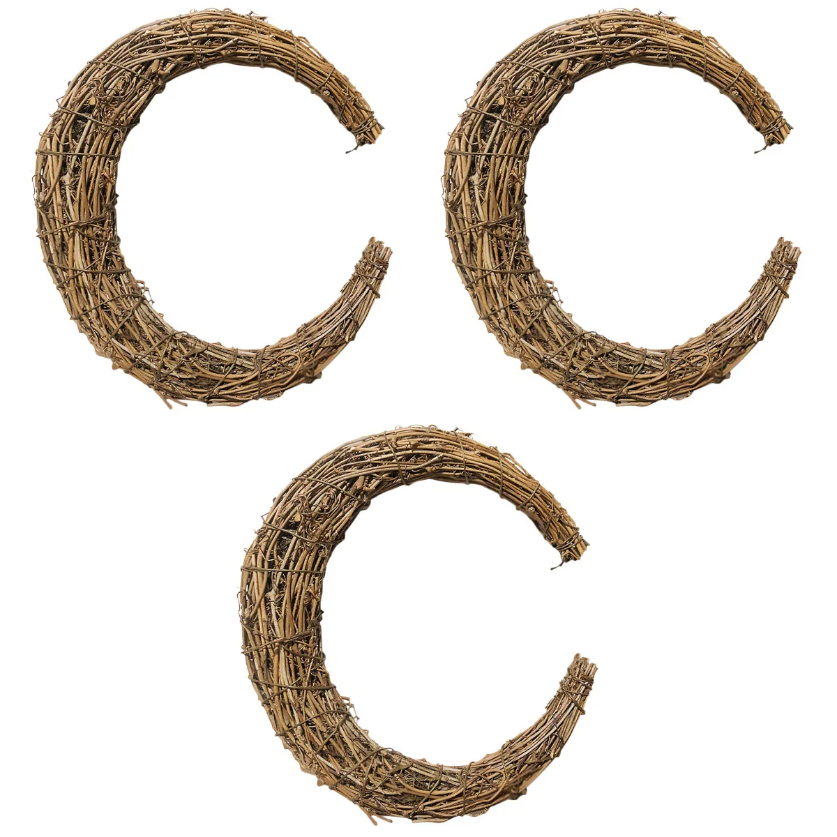 

3pcs Moon Shape DIY Rattan Wreath Handmade DIY Rattans DIY Christmas Rattan Wreath