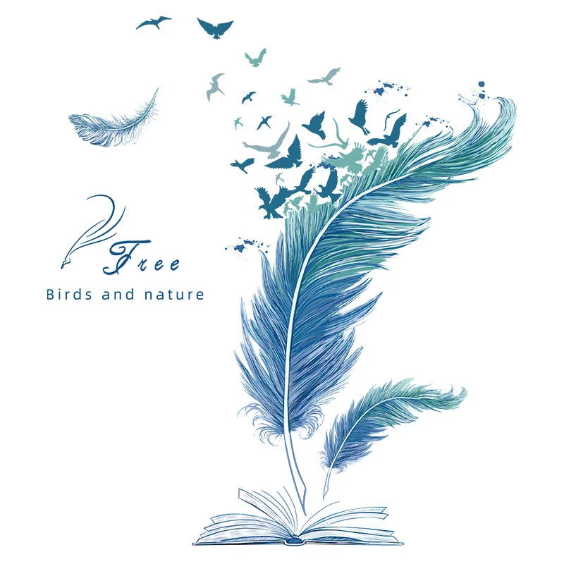 Мультяшные перья настенные наклейки сделай сам с птицами для гостиной детской