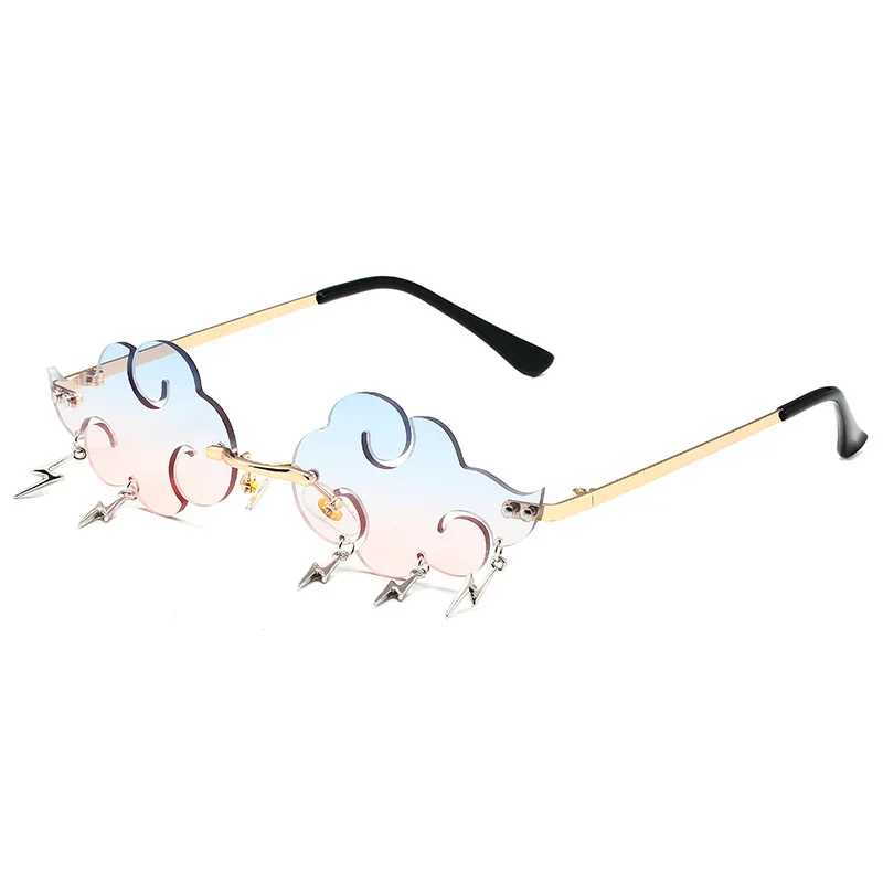 

New Sunglasses Women Vintage Brand Designer Rimless Fire Flame Sun Glasses Trending Mirror Lens Narrow Eyewear UV400