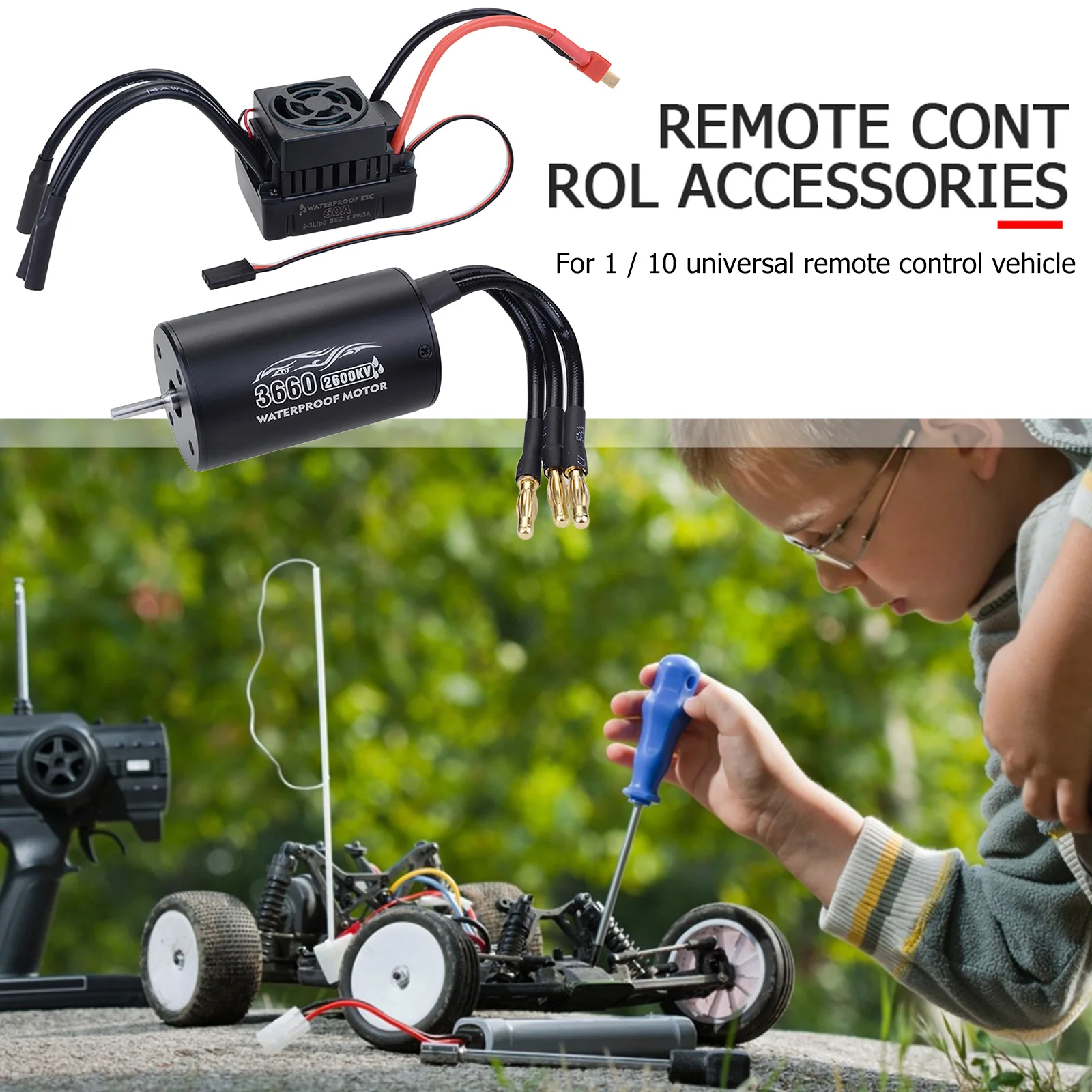 

Водонепроницаемый 3660 5T 2600KV бесщеточный двигатель 60A ESC Kit для 1/10 RC Car Black RC Car Accessories RC Car Parts высокое качество