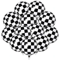 10pcs18 inch checkered racing balloons helium foil black and white checkered balloon boy race car themed birthday party supplies