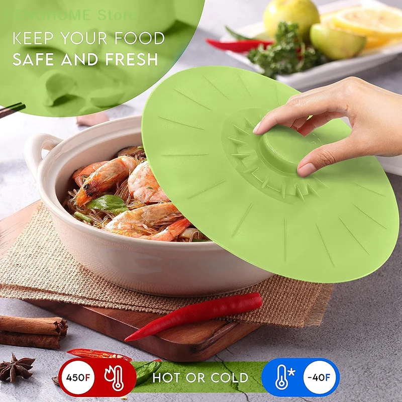 

5pcs Reusable Self Sealing Lid Silicone Lids Universal Lid Silicone Bowl Pot Lid Silicone Cover Pan Cooking Food Fresh Cover