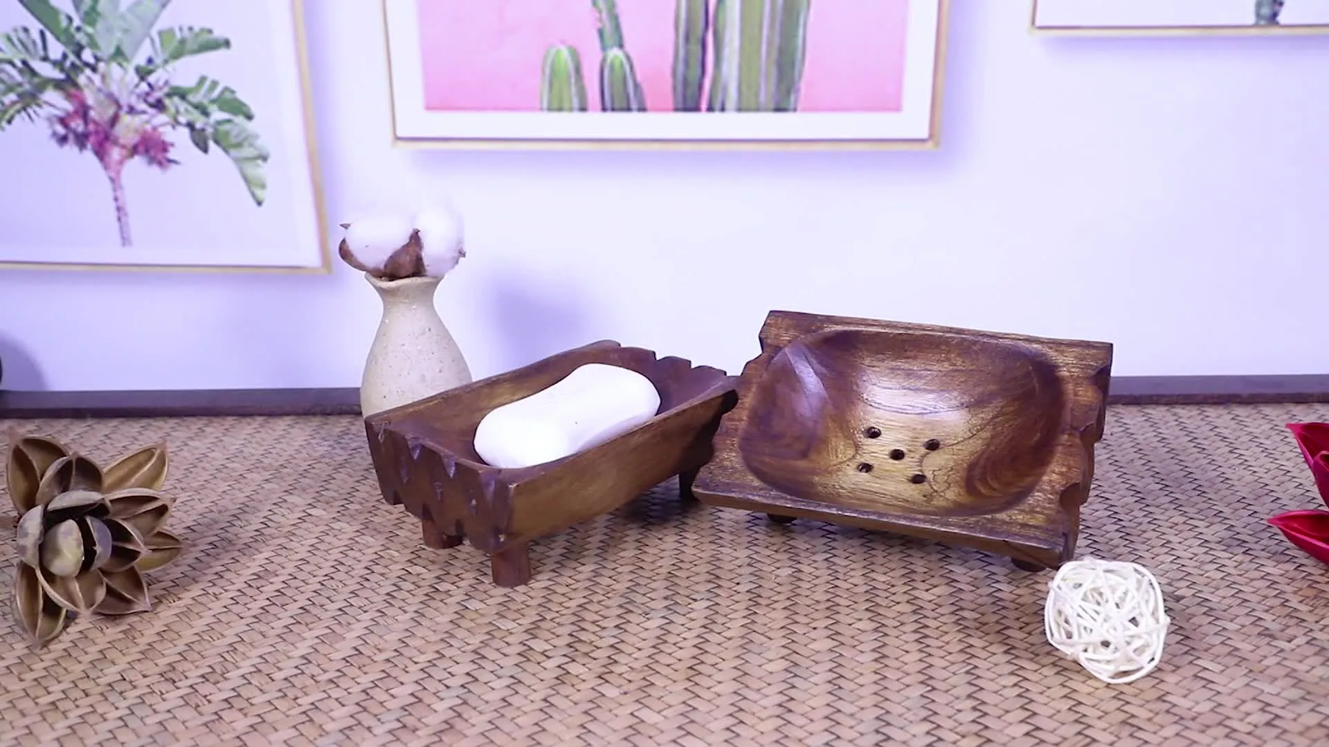 Тайская мыльница из массива дерева в стиле ретро необычная индивидуальная