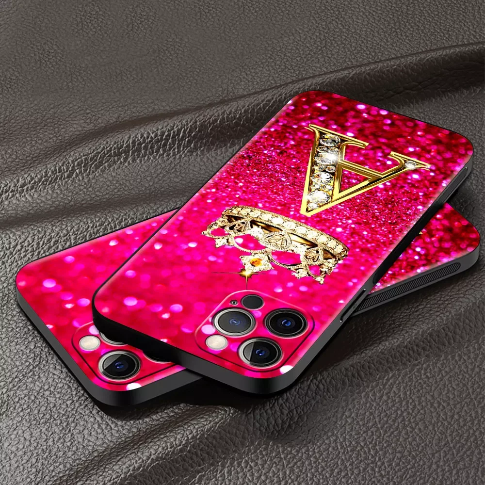 

Hot Sales for Apple iPhone 11 7 12 13 Pro XR X XS Max 6 6S 8 Plus SE Soft Cover Shockproof Funda SE2022 Diamonds Letter Phone Ca