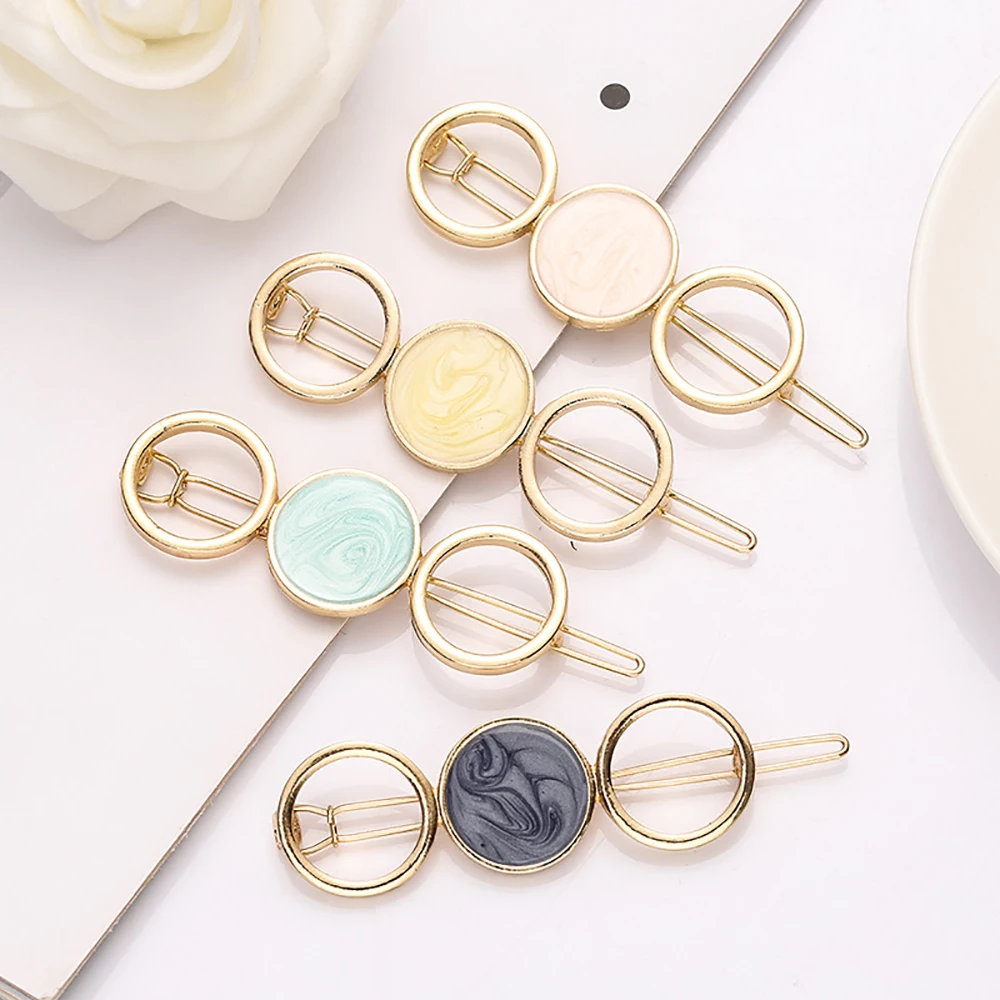 

1pc Vintage Round Hair Clips for Women Girls Geometric Alloy Hairpins Headwear Lady Hairgrip Barrette Hair Styling Accessories