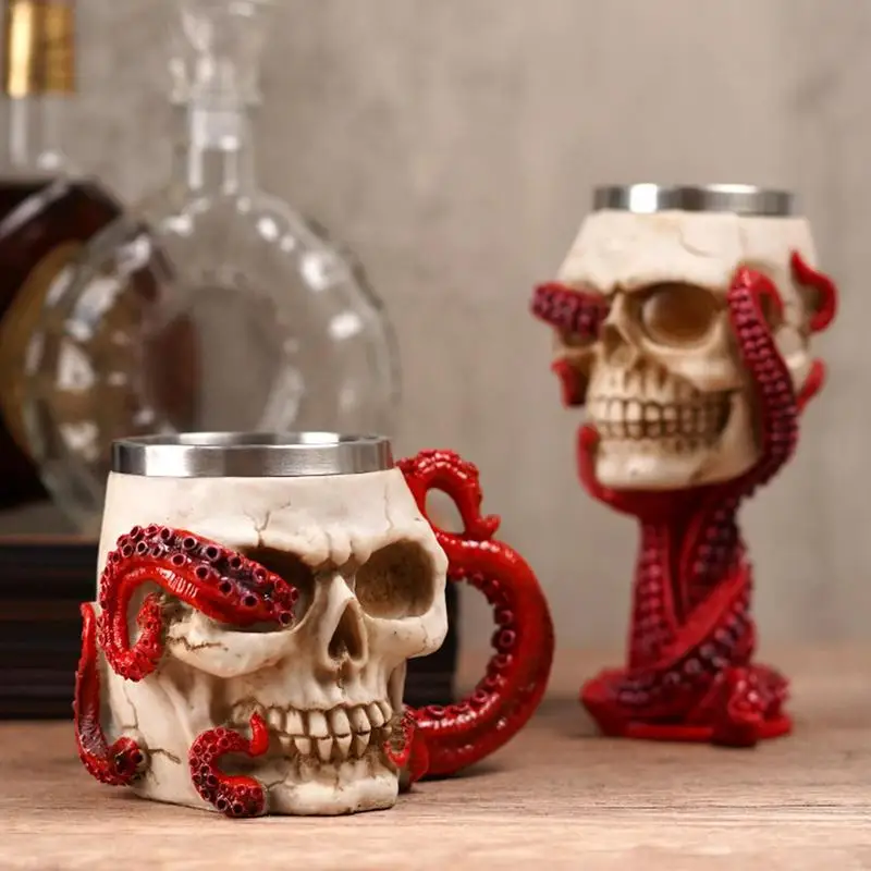 

Realistic Skull Cups Stainless Steel Skull Mug Drinking Cup Skull Beer Mug Viking Drinking Cup Tabletop Ornament Gift Accessorie