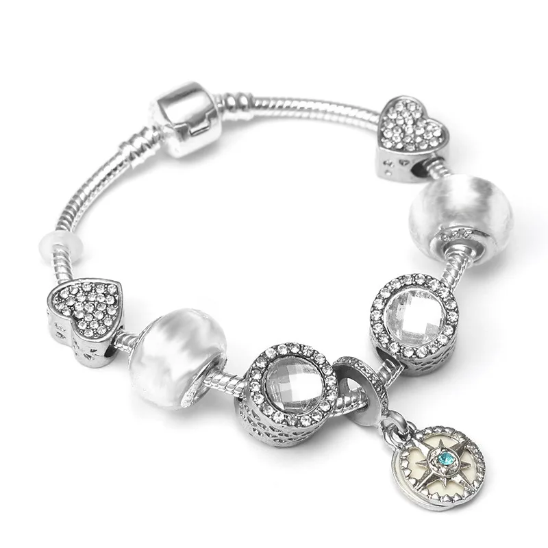 

Silver Heart Shape Woman Bracelet Fit Pandora Diy S925 Silver Chain Beads Original Jewelry Handmade Accessories Wholesale