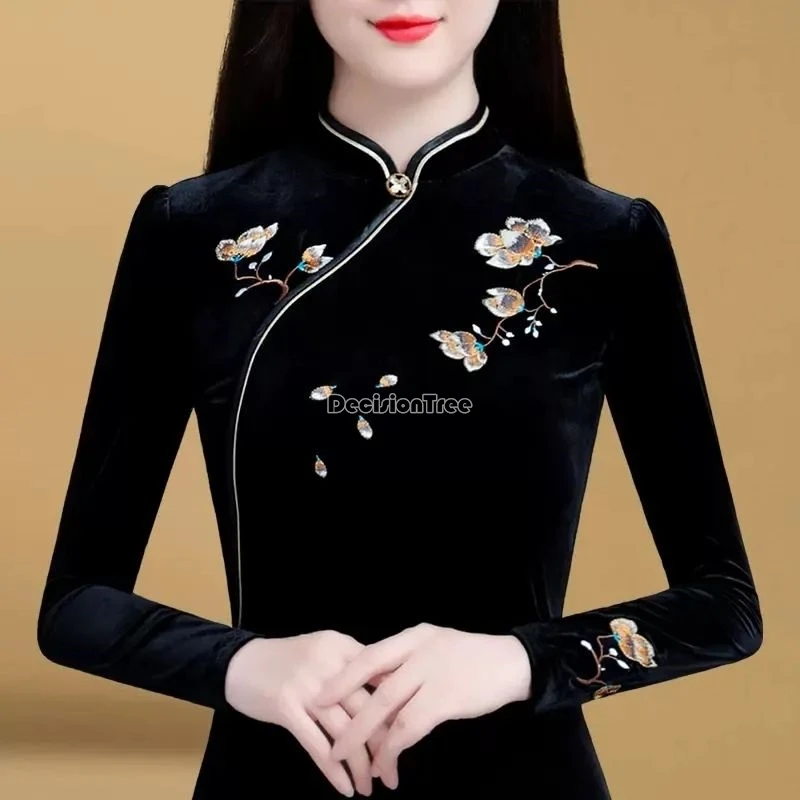 2024 классический темпераментный топ Ципао с вышивкой китайский стиль осень-зима