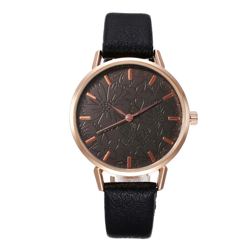

Luxury Ladies Girls Watch Fashion Creative Embossed Flowers Quartz Wrist Watch Female Stainless Steel Watch Relogio Feminino