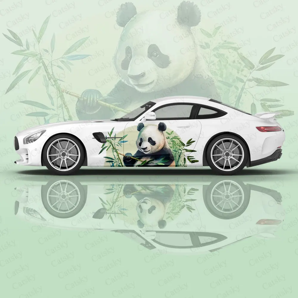 

Панда и бамбук, автомобильная графическая наклейка, защита всего тела, виниловая оболочка, современный дизайн, векторная картина, оберточная наклейка, декоративная Автомобильная наклейка