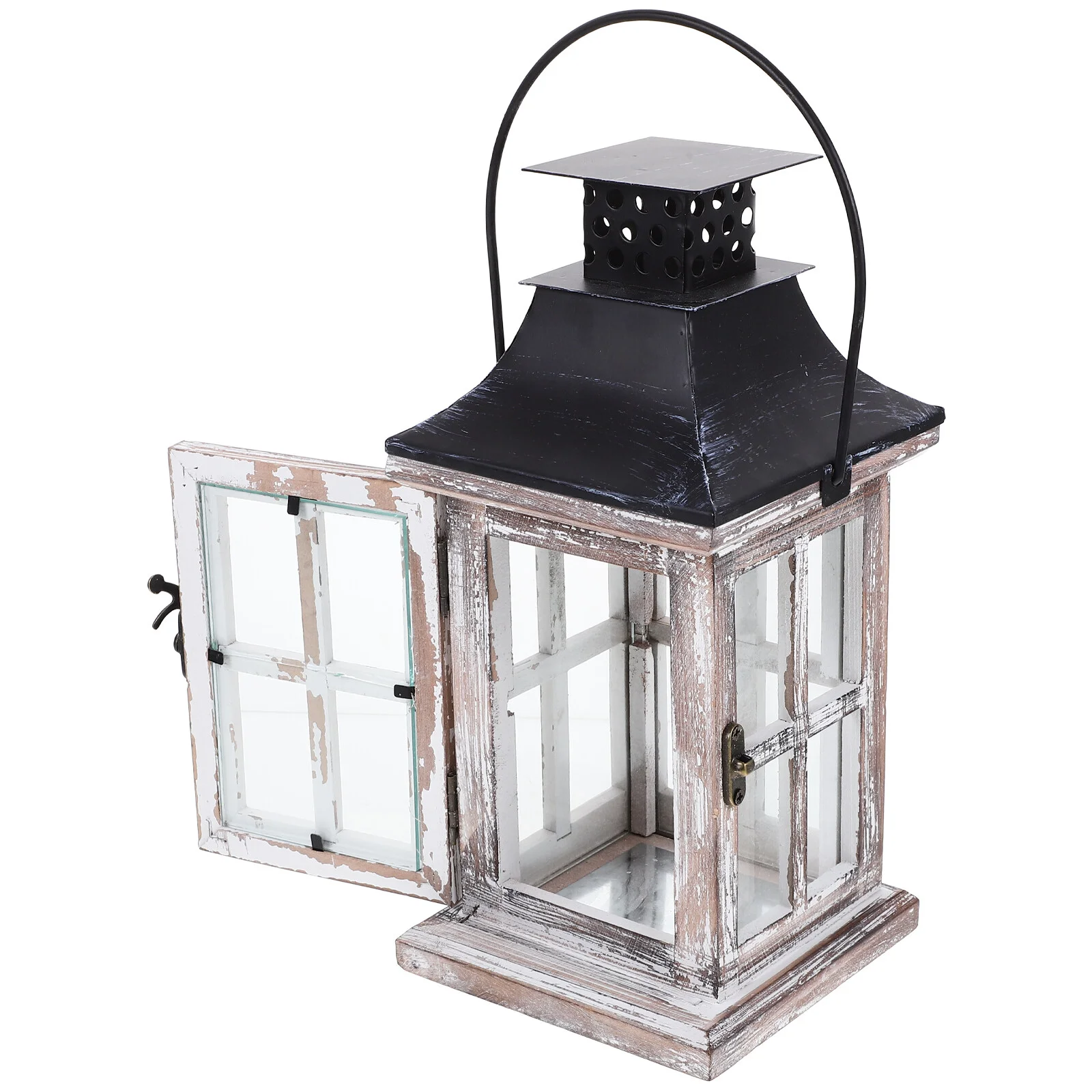 

Lantern Wooden Farmhouse Vinatge Decorative Holder Hanging Lanterns Wedding Centerpiece Metal Tealight Candlestick