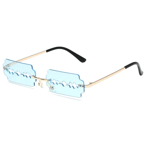 Праздничные прямоугольные солнцезащитные очки без оправы, женские Уникальные забавные солнцезащитные очки с бритвенным лезвием, индивидуальные трендовые очки для близорукости, очки в стиле хип-хоп