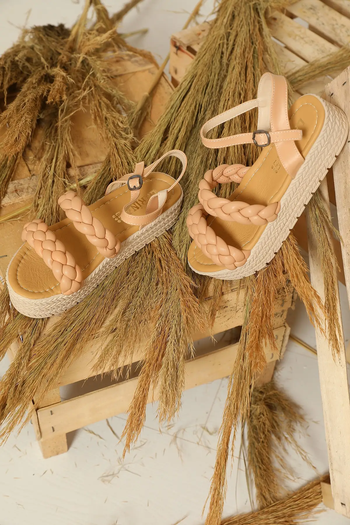 

Women Sandals Beige Ankle Clad High Heel Braided 2022 New Summer Comfort Breathable Casual Quality Ladies Fashion Sandals