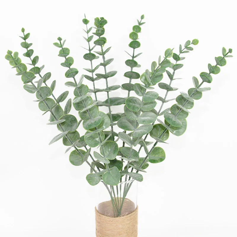 

6/12/18pcs Artificial Eucalyptus Leaves Fake Plant Green Branch For Christmas Wedding Party Home Garden Decoration Wreath Flower