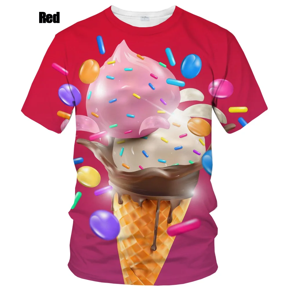 New Summer Ice Cream Men's/women's Fashion Slim T-shirt 3D Printing T-shirt Short-sleeved T-shirt Casual Round Neck Top Xs~5xl