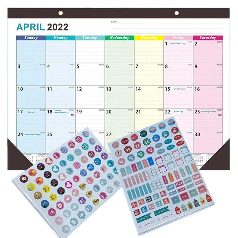 

2022-2023 - 18 Monthly/Wall Calendar, Large Colorful Ruled Blocks, Desktop Calendar For Planning And Organizing
