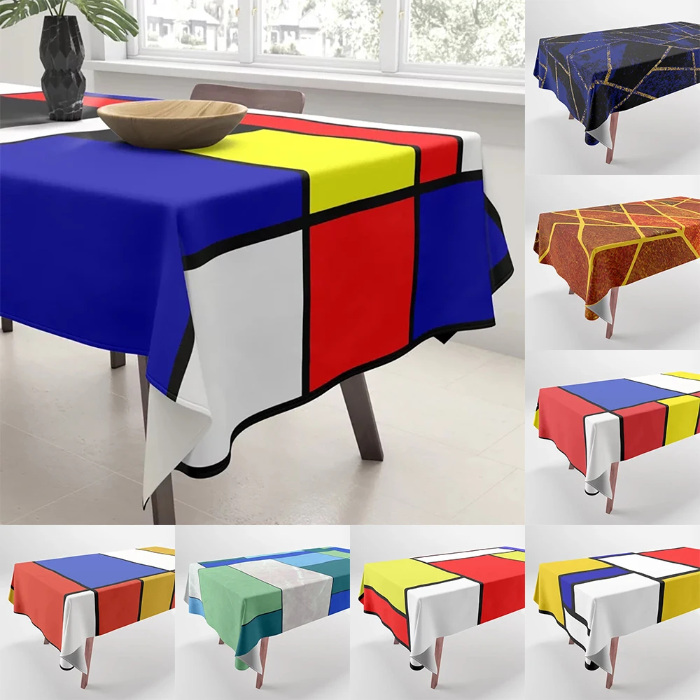 

Скатерть, прямоугольная, устойчивая к пыли, разноцветная, с геометрическим принтом, скатерти для вечеринки