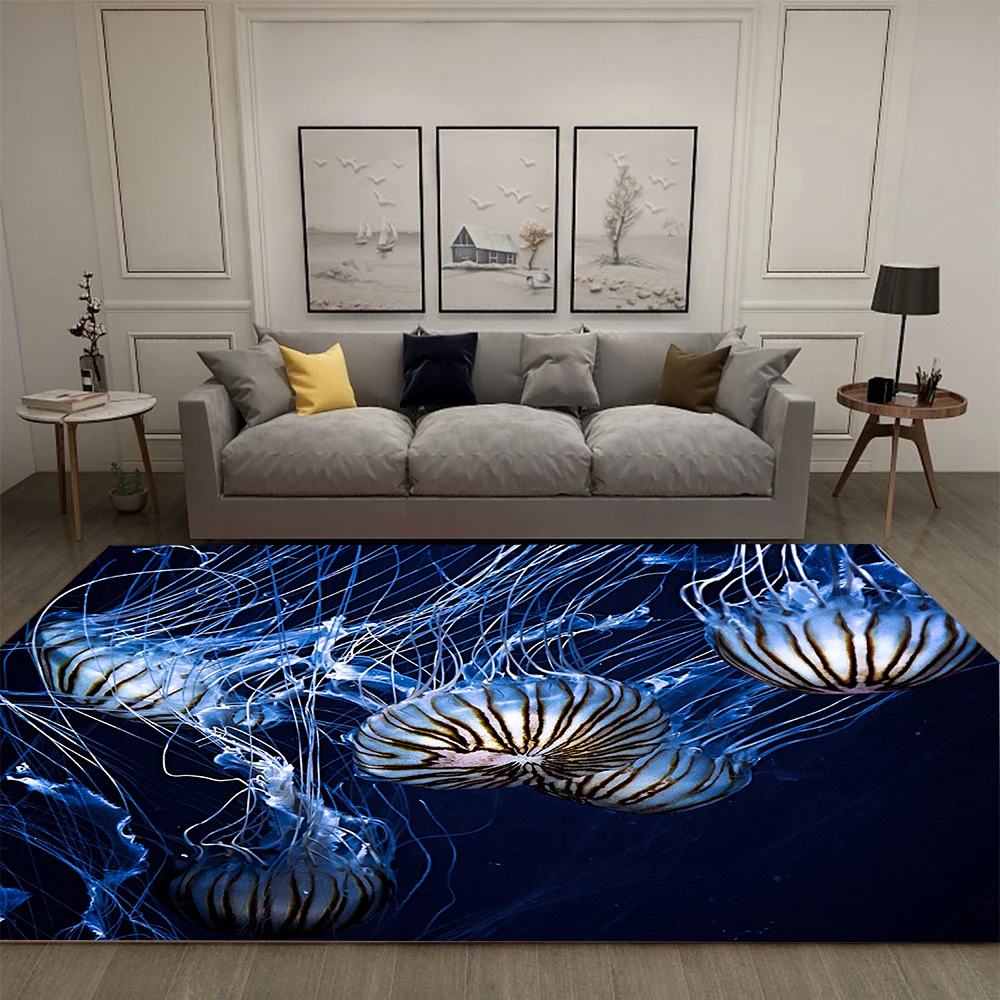 

3D Print Dreamy Jellyfish Rugs Home Decoration Living Room Luxury Large Carpet Non-Slip Bedroom Bathroom Mat Entrance Doormat