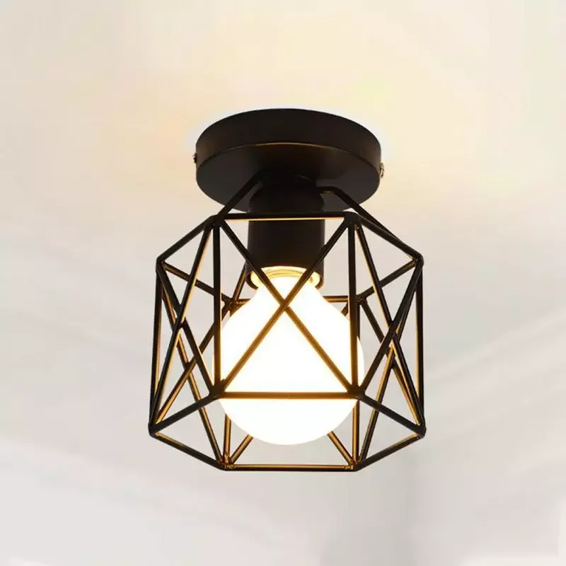 

Modern Nordic Black Wrought Iron E27 Led Ceiling Lamps For Kitchen Living Room Bedroom Study Balcony Restaurant Cafe Hotel