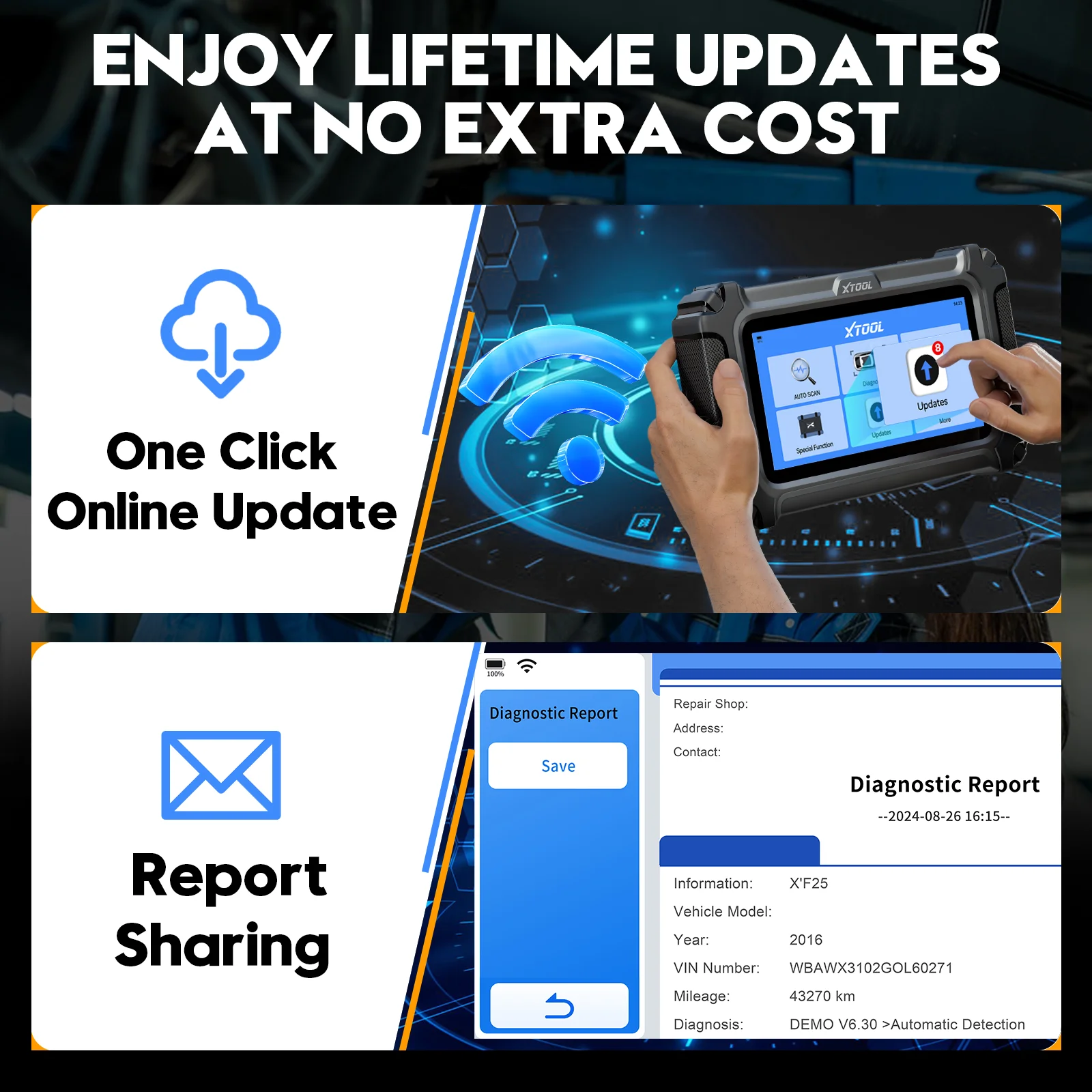 Сканер OBD2 XTOOL D6S бесплатное обновление 30 + хранители инструмент для поискового