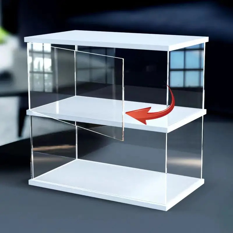 Прозрачный акриловый шкаф для хранения с открытой дверью пылезащитная крышка